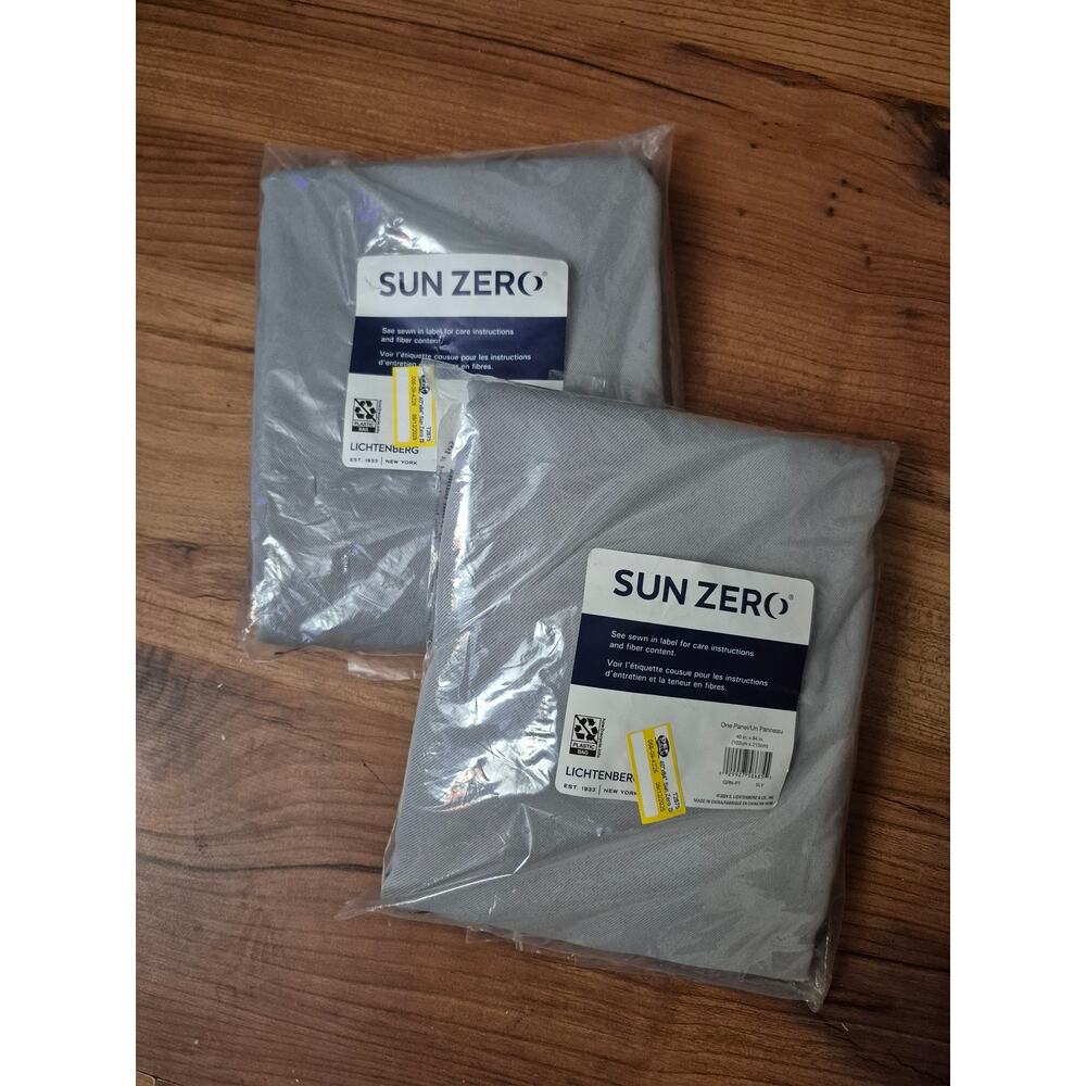 2 One Panel Sun Zero Easton Blackout Rod Pocket Curtain Panel 40"x84" Silver s30 - Picture 10 of 10